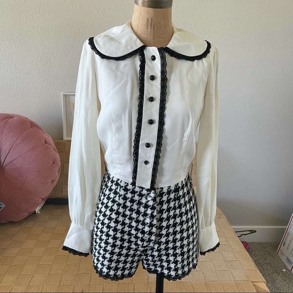s. howard hirsh California black white houndstooth romper XS